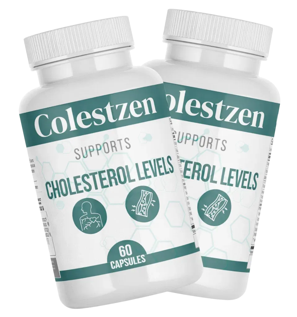 Colestzen natural supplement bottle for healthy cholesterol, heart health, and blood sugar support
